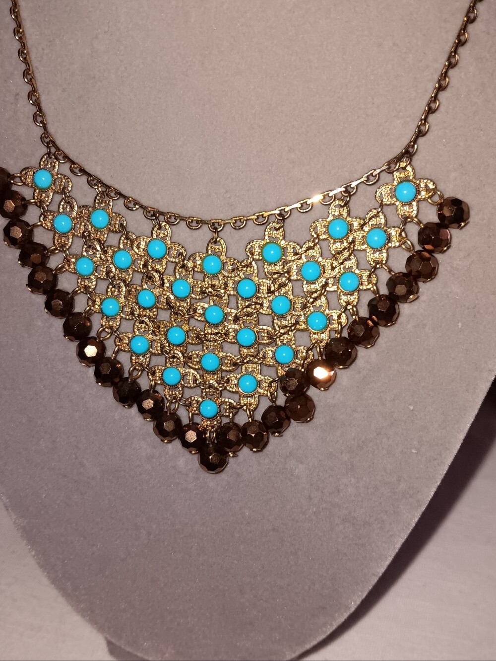 Rare Hippy Boho SW 70s Sarah Coventry "Algonquin" Bib Necklace~Glass Beads